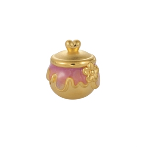 Accesorios de joyería de gama alta personalizados con cuentas artesanales de esmalte de oro sólido de 24 quilates de estilo dulce con cuentas enlatadas de oro rosa miel - Product Image 1