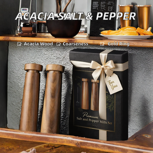 Juego de 2 Molinillos de Sal y Pimienta Modernos de Acero Inoxidable con Anillo Dorado y Grosor Ajustable para Cocina y Fiestas - Product Image 2
