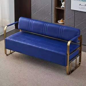 Juego de sofá de cuero moderno para salón, silla de salón con acabado metálico para hoteles, apartamentos, <span class=keywords><strong>barber</strong></span>ías - Product Image 6