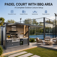 Pergola de cuisine extérieure haut de gamme en aluminium avec barbecue, meuble en acier inoxydable 304, évier, réfrigérateur et abri