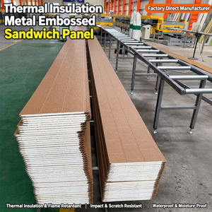 Paneles <span class=keywords><strong>de</strong></span> Construcción <span class=keywords><strong>de</strong></span> 38.3 cm <span class=keywords><strong>de</strong></span> Ancho, Acero Galvanizado con Relieve <span class=keywords><strong>de</strong></span> Ladrillo y Espuma <span class=keywords><strong>de</strong></span> PU para Paredes Exteriores <span class=keywords><strong>de</strong></span> Almacenes - Product Image 1