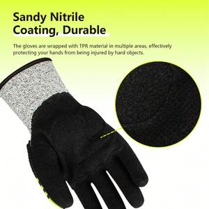 TPR油田建筑工业耐切割防护防震安全机械师工作冲击手套 - Product Image 4