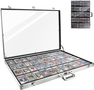 High Grade Aluminum Trading <b>Card</b> Display Cabinet with Locks Portable Tabletop Showcase for Collectible Graded <b>Cards</b> - Product Image 1