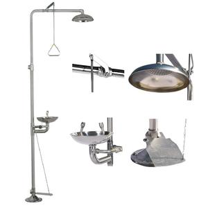 Ducha de seguridad de pie independiente con lavado de cara de Ojos de calidad <span class=keywords><strong>lavaojos</strong></span> de emergencia Estación de solución de lavado de ojos <span class=keywords><strong>Manual</strong></span> de protección de congelación vacío. - Product Image 3