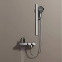 Ensemble de douche thermostatique pour salle de bain, type split, avec pommeau de douche pluie sans douchette supérieure, en laiton poli, pour hôtels