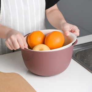 ชุดกระชอนกรองสองชิ้นแบบวงกลม พับได้ ทำจากซิลิโคน สำหรับล้างผักผลไม้ - Product Image 6