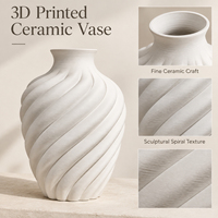 Vase à fleurs en céramique moderne Jossin avec texture spirale, blanc cassé, style imprimé en 3D pour la décoration intérieure nordique, décoration de salon