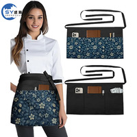 Tablier de travail en polyester tendance anti-salissures pour serveuses, chefs et personnel de café, avec logo personnalisé