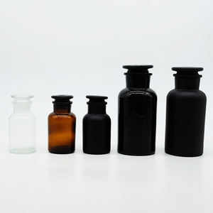 Botella de Reactivo de Boca Ancha de Vidrio Ámbar, Botella de Reactivo de Vidrio Marrón con Tapón de Corcho para Laboratorio Químico - Product Image 6