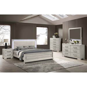 Comodino Moderno Stile Fattoria con Gambe Quadrate e Maniglie Eleganti, Bianco Anticato, Arredamento Camera da Letto - Product Image 2