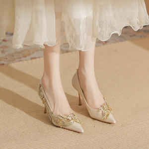 Chaussures d'hiver à talons hauts pointus en strass, talon aiguille, dessus en cuir véritable, antidérapantes, style Phénix, sexy - Product Image 4