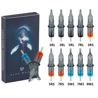 Agujas de tatuaje de cartucho de ballena azul RL RS RM M1 desechables 20 unids/caja aguja de maquillaje permanente