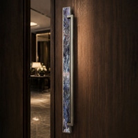 Manija de Puerta de Mármol OEM de Lujo, Tirador Desplazado de Bronce de Acero Inoxidable 304 para Entrada de Villa, Puerta de Madera de Hotel, Sala de Reuniones, Interior