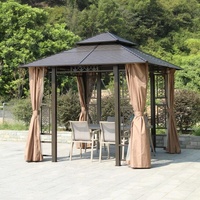 Tonnelle de jardin métallique étanche 3x3m pour événements, pavillon de jardin avec sièges et table, mobilier d'extérieur populaire 2023