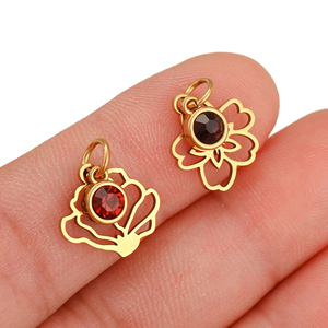 12 breloques fleurs pierres <span class=keywords><strong>de</strong></span> <span class=keywords><strong>naissance</strong></span> en acier inoxydable, pendentifs en cristal, breloques florales ajourées, colliers, fournitures <span class=keywords><strong>de</strong></span> fabrication <span class=keywords><strong>de</strong></span> bijoux DIY - Product Image 5