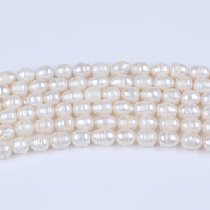 Promotion de perles d'eau douce naturelles en forme de riz, 11-12 mm, blanches, faites à la main, matériaux de bijouterie DIY, vente en gros à Zhuji - Product Image 3