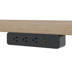 Pince de serrage sous le bureau Bande d'alimentation sous le montage avec protection contre les surtensions avec 3 prises et ports USB