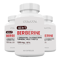 Complément de berbérine OEM ODM sous marque privée avec cannelle de Ceylan, piment de Cayenne, curcuma, chardon-marie, 60 capsules