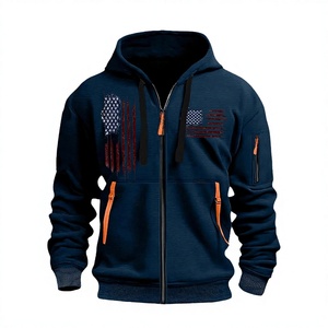 Wholesale Heavyweight 180gsm Full Zip Hoodies Custom Print Logo Unisex Regular Fit Winter Plain Dyed 100% Cotton Fleece Hoodie - Product Image 2