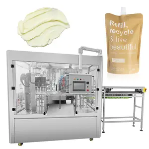 Machine automatique à emballer les sachets de lotion pour le corps doypack machine de remplissage de liquide visqueux de sac à bec de gel d'aloe vera pour crème à mains