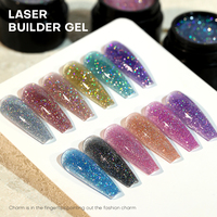 Gel de construction réfléchissant effet disco laser en gros, sans HEMA/TPO, certifié CPSR, pour ongles