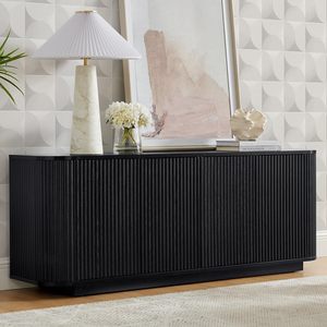 Buffet 2026 avec rangement, <span class=keywords><strong>console</strong></span> de <span class=keywords><strong>bar</strong></span> à café moderne en bois cannelé pour salon, cuisine, salle à manger - Product Image 1