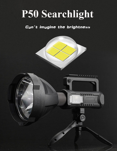 Ngoài trời không thấm nước tìm kiếm săn bắn cầm tay Loại-C có thể sạc lại P50 LED Spotlight searchlights rộng Chùm 1000 + Đèn Pin 75 - Product Image 2