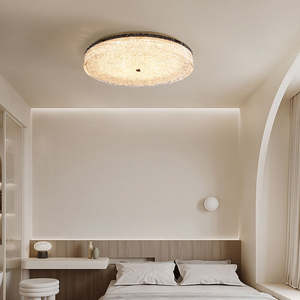 Nordique moderne rond plafonnier AC alimenté LED Source de lumière Base en fer abat-jour en verre lustre décoratif pour chambre maison hôtel - Product Image 4