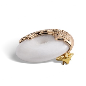 Factory Price Jade Material Beige Color Round Shape Pin Badge - Product Image 6