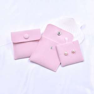 Button Packaging Small <b>Velvet</b> Custom Logo Pink Suede Fabric Small Bag Eco Friendly <b>Jewelry</b> <b>Box</b> With Pouch - Product Image 6