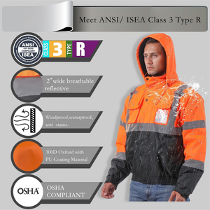 Giacca <span class=keywords><strong>di</strong></span> Sicurezza Traspirante ad Alta Visibilità Kango, Classe 2 ANSI, Impermeabile, per Lavoratori Edili e Utilitari - Product Image 3
