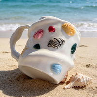 Tasse en céramique Coquillage 250ml 300ml, Tasse à café style nordique, thème plage et océan, Cadeau unique, Mug de bureau gaufré