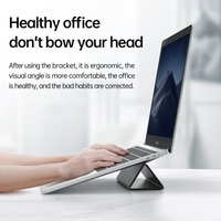 Support pour ordinateur portable pliable en cuir PU stable de conception de ventouse pour les ordinateurs portables de jeu Macbook tablettes téléphones
