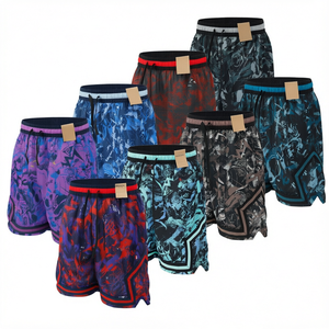 Wholesale Quick Dry Oversized Print Training Workout <b>Shorts</b> <b>Men</b> Breathable Basketball <b>Shorts</b> Drawstring Pockets 100% Polyester - Product Image 1