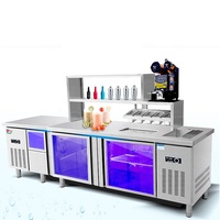 Comptoir de bar à bulles de thé pour café avec évier / Armoire de travail de bar à cocktails en acier inoxydable sur mesure pour restaurant, fabrication d'armoires