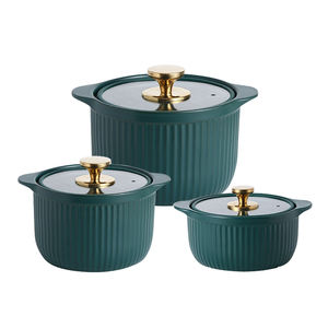 Casserole en céramique mate gaufrée créative en gros avec couvercle en verre, pot à soupe en céramique, utilisation directe sur cuisinière à gaz à induction - Product Image 3