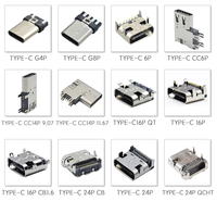 Conector Hembra USB Tipo C de 6 Pines JLC, Carcasa de Cobre de 16 Pines, IP00, Aplicación PCB, Conector de Carga