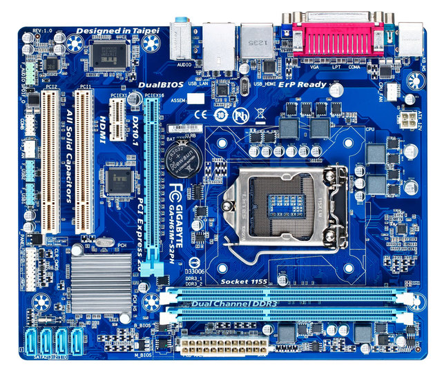 GIGABYTE GA-H61M-S2PH Refurbished Motherboard with INTEL LGA1155 Socket Supports 7th 5th Intel Core Processors