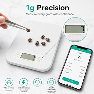 Báscula de Cocina Electrónica Inteligente de Plástico con Calculadora Nutricional, Aplicación para Calcular Calorías y Nutrientes, Funciona con Batería - Product Image 2