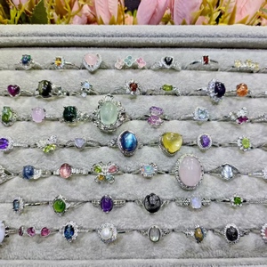 Anillo de Piedras Preciosas <span class=keywords><strong>Curativas</strong></span> de Cristal: Peridoto, Granate, Ópalo, Labradorita, <span class=keywords><strong>Amatista</strong></span>, Lepidolita, Ámbar, Ideal para Regalo - Product Image 3