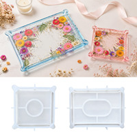 Moule en silicone carré pour la coulée de résine, plateau de rangement irrégulier pour bijoux, moule en époxy avec motif de fleurs séchées, outils de bricolage