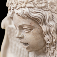 Statue d'ange bébé en quartz naturel gravé, style rustique haut de gamme, pour villa, ornement de jardin en pierre, fontaine d'eau, design européen