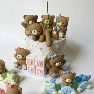 Decorazioni per <span class=keywords><strong>torta</strong></span> Mini <span class=keywords><strong>orsetto</strong></span> blu rosa Toppers per Baby Girl Baby Shower festa di compleanno decorazioni - Product Image 3