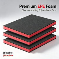 Feuille de mousse EPE noire et rouge en gros, découpe de feuilles de mousse EPE absorbant les chocs, doublure en mousse EPE haute densité pour boîte à outils