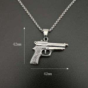 Collana con Ciondolo a Pistola in Acciaio Inossidabile Placcato Oro 18k, Stile Hip-Hop Streetwear, Regalo di Anniversario per <span class=keywords><strong>Uomo</strong></span> Alla Moda - Product Image 5