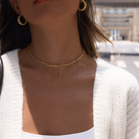 Collar de Cadena de Acero Inoxidable QISEN, Resistente al Deslustre y al Agua, Acero Inoxidable 316L, Oro PVD de 18K, Joyería Minimalista para Mujer