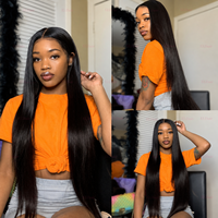 ELI 12A Perruque Lace Front Transparente en Cheveux Vierges Péruviens, Densité 180%, Perruques Sans Colle en Cheveux Humains, Lace Frontal en Cheveux Humains