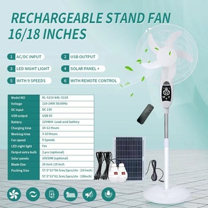 Ventilateur solaire domestique de 16 pouces pour le commerce extérieur, ventilateur de refroidissement par air, contrôle mécanique, matière plastique, alimentation par batterie - Product Image 1