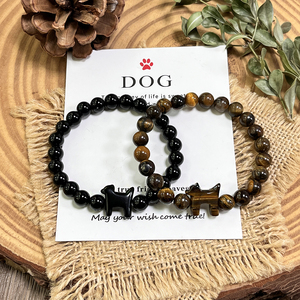 <span class=keywords><strong>Bracciale</strong></span> alla moda con perline in pietra naturale da 8 mm e ciondolo a forma di cane, protezione, forza, energia negativa, guarigione per uomo e donna, con carte - Product Image 5