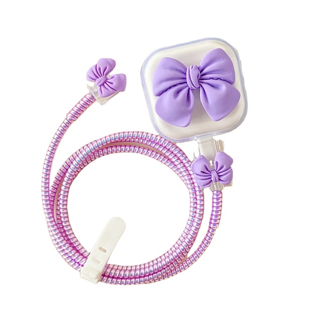 Headband Soft Silicone Charger Case for UK iPhone 20w Charger 3 Pins Charger Cable Protector Cover 3D Wave Gradient Pink Color
